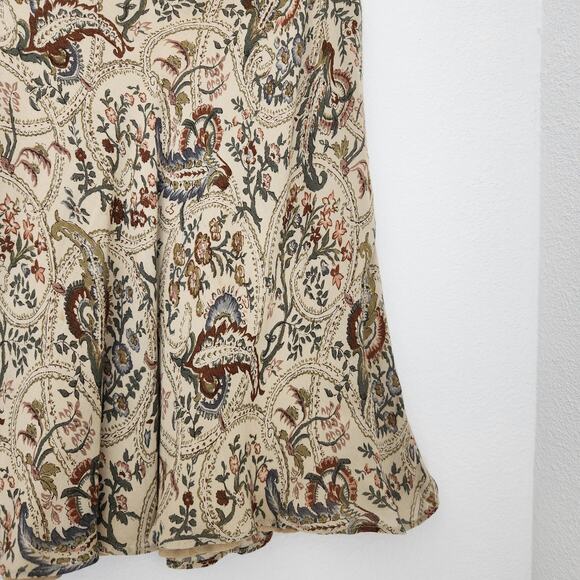 Vintage Banana Republic Beige Floral Tapestry Circle Skirt Mini 90s Boho M - Picture 3 of 9